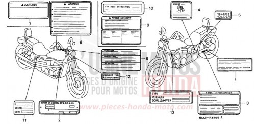 ETIQUETTE DE PRECAUTIONS (VT1100C) VT1100CS de 1995